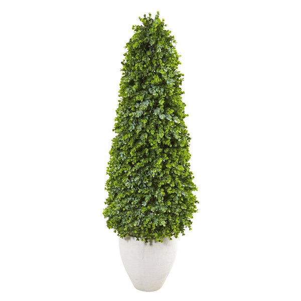 52” Eucalyptus Topiary Artificial Tree in White Planter (Indoor/Outdoor)