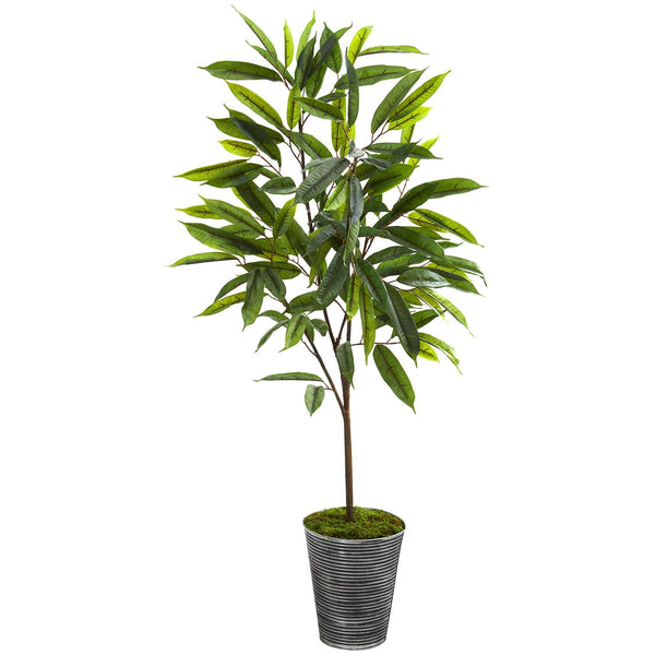 52” Ficus Artificial Plant in Planter with Black Pattern