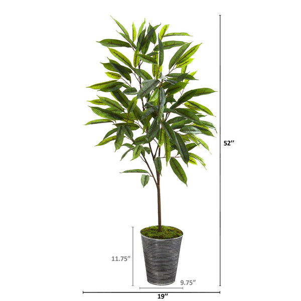 52” Ficus Artificial Plant in Planter with Black Pattern