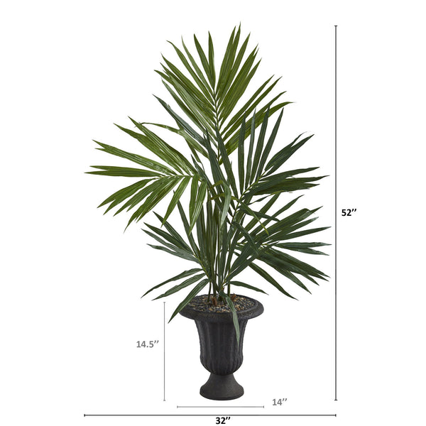 52” Kentia Artificial Palm Tree in Charcoal Urn