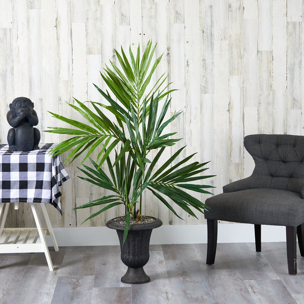 52” Kentia Artificial Palm Tree in Charcoal Urn