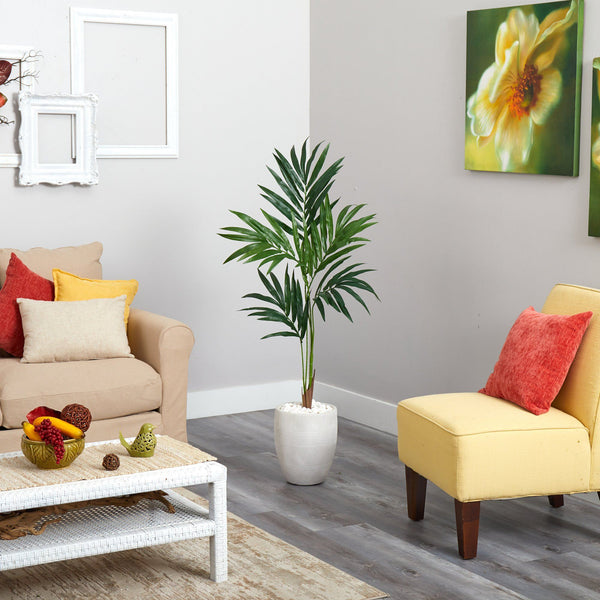 52” Kentia Artificial Palm Tree in White Planter