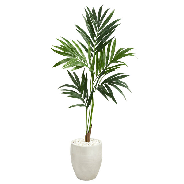 52” Kentia Artificial Palm Tree in White Planter