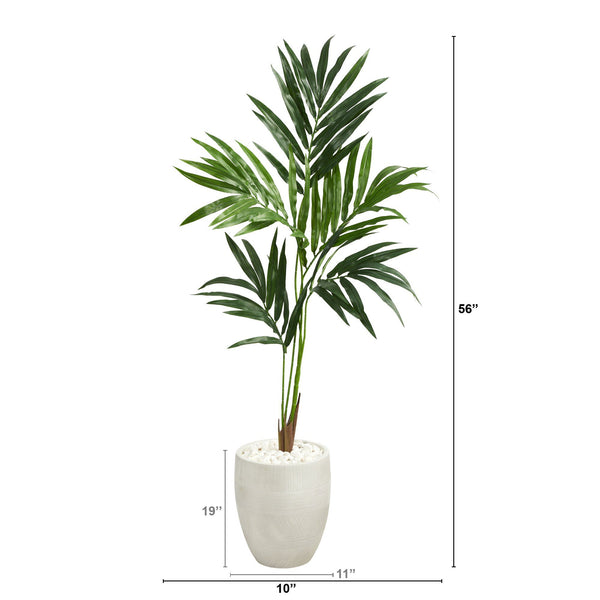 52” Kentia Artificial Palm Tree in White Planter