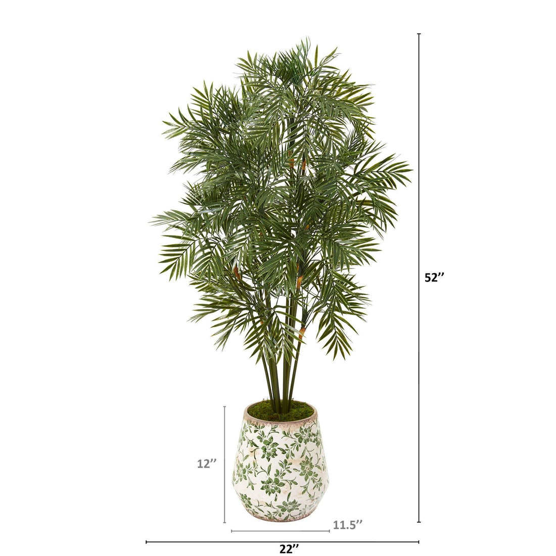 palm parlor plant 52” Parlor Palm Artificial Tree in Floral Print Planter
