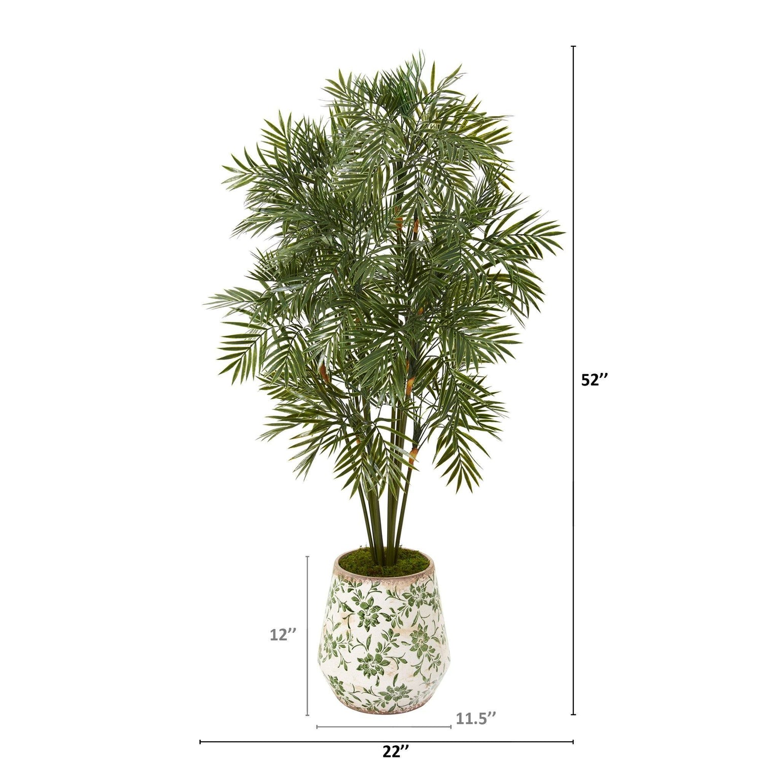 52” Parlor Palm Artificial Tree in Floral Print Planter