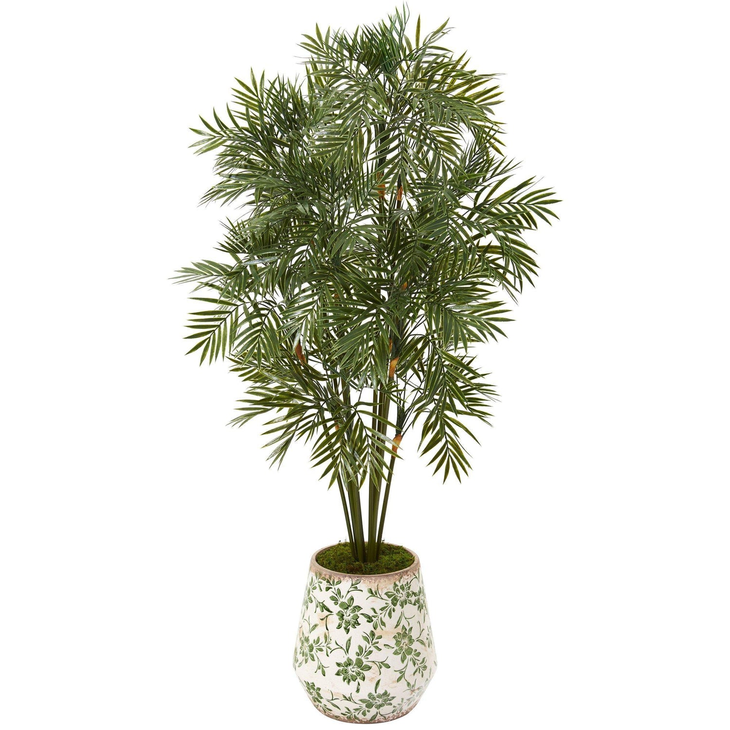 52” Parlor Palm Artificial Tree in Floral Print Planter