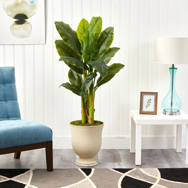 52” Triple Stalk Banana Artificial Tree in Decorative Urn (Real Touch)