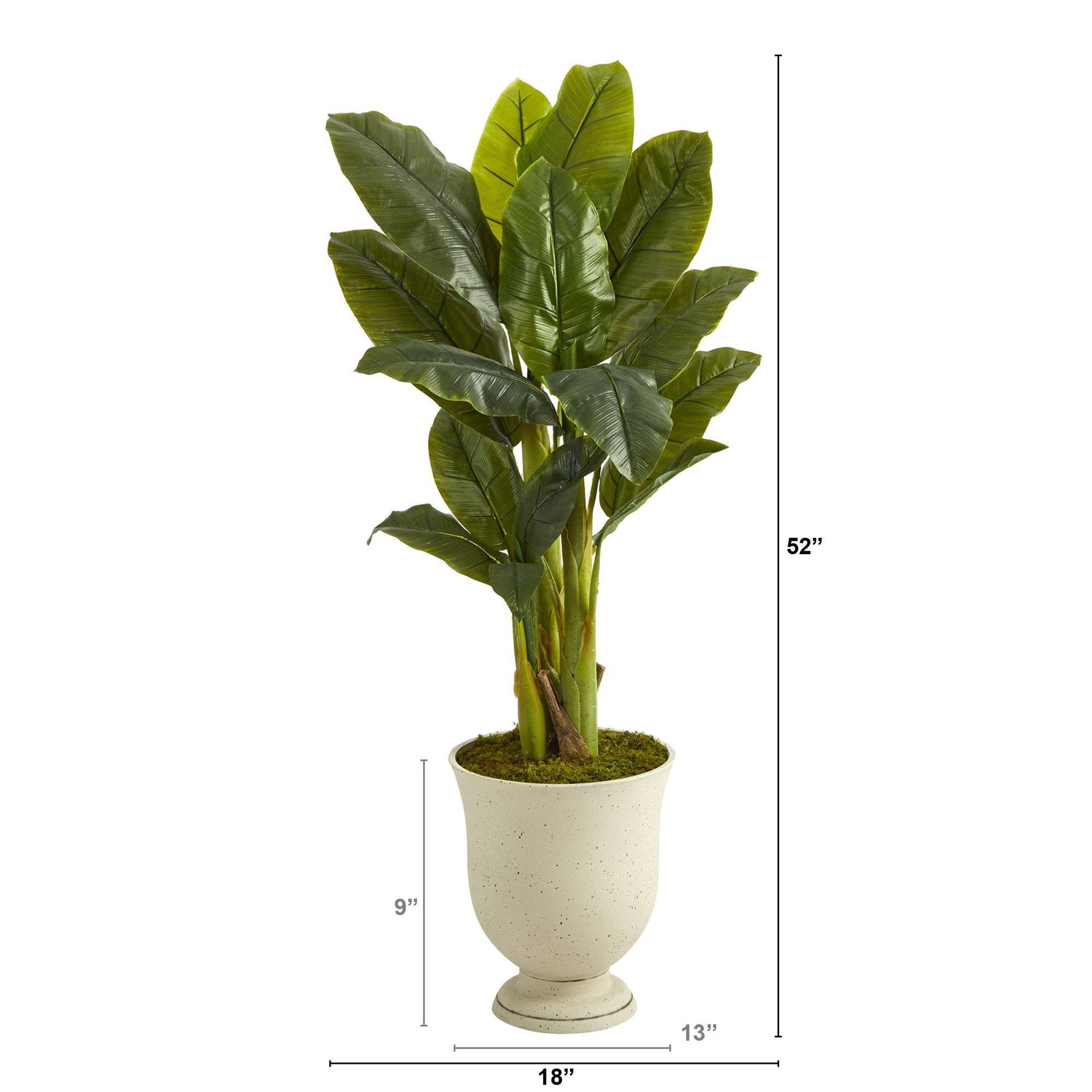 52” Triple Stalk Banana Artificial Tree in Decorative Urn (Real Touch)