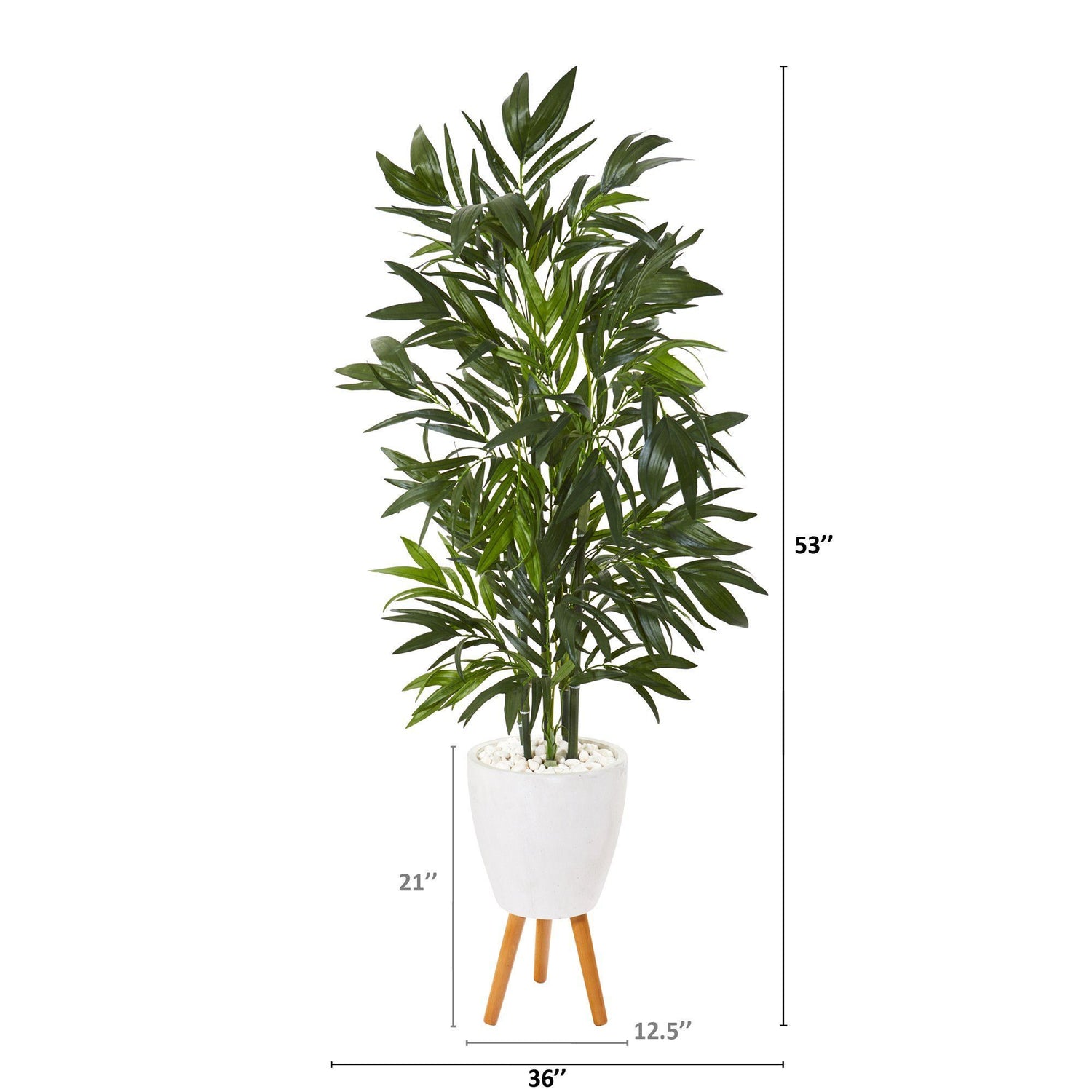 53” Bamboo Palm Artificial Tree in White Planter with Stand