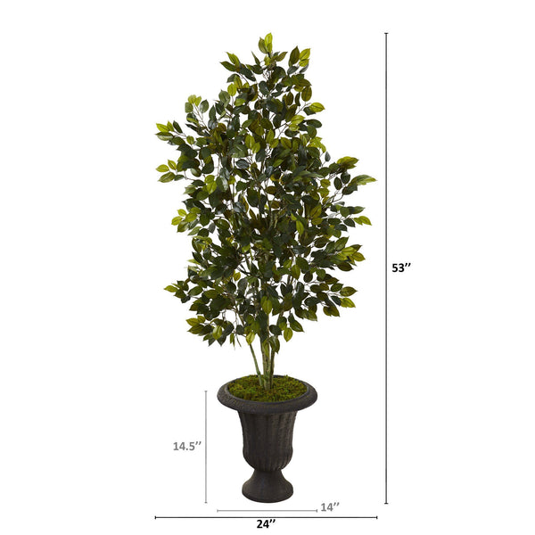 53” Ficus Artificial Tree in Charcoal Urn