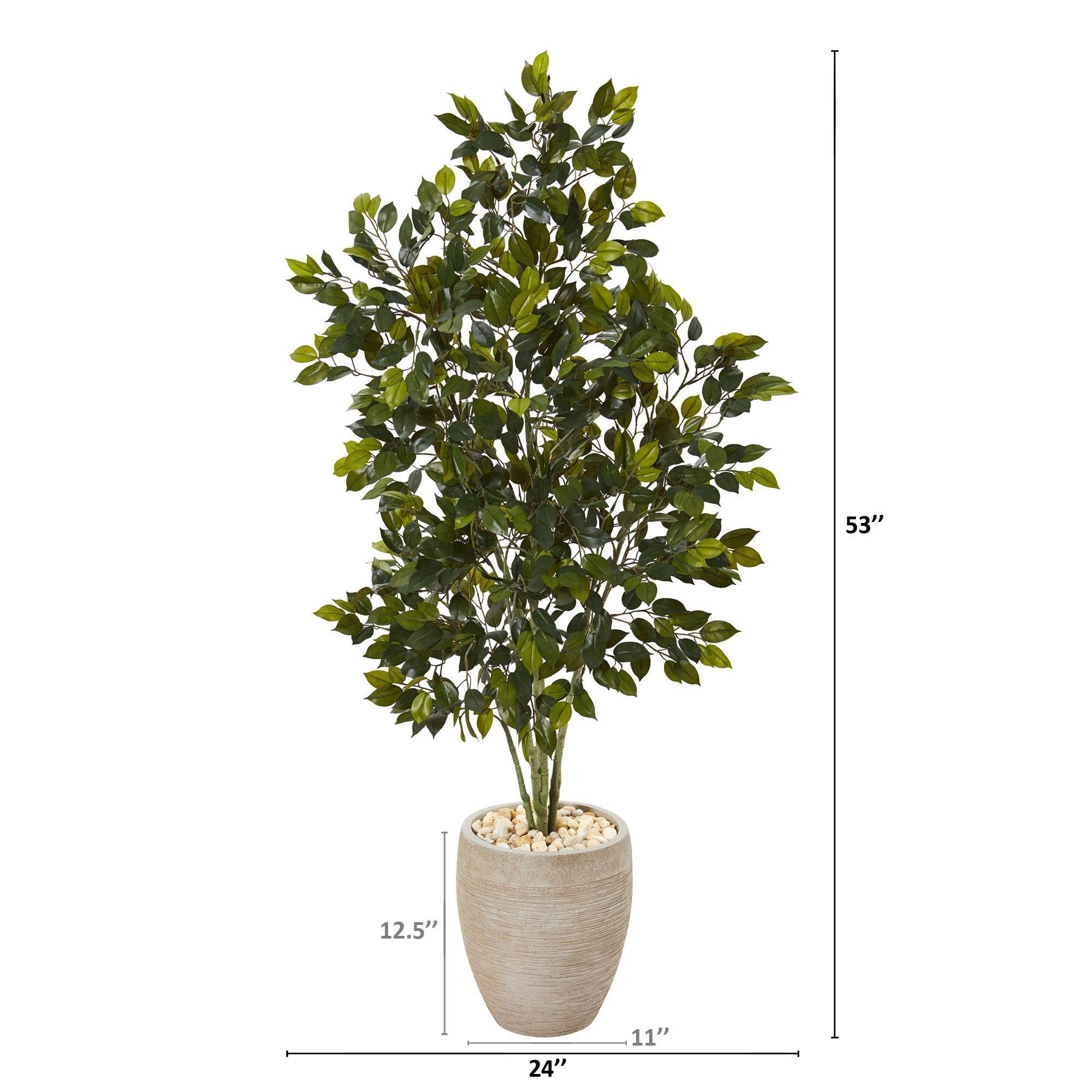 53” Ficus Artificial Tree in Sand Colored Planter | Nearly Natural