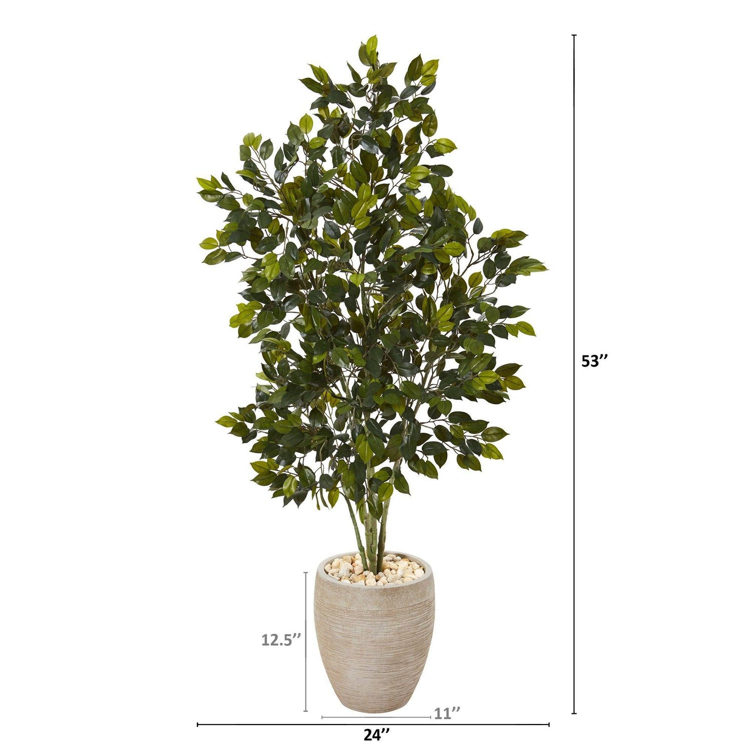 53” Ficus Artificial Tree in Sand Colored Planter