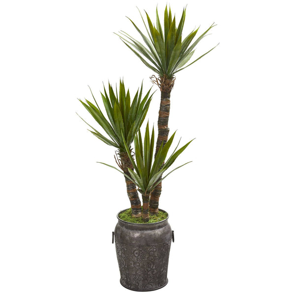 54” Yucca Artificial Tree in Metal Planter