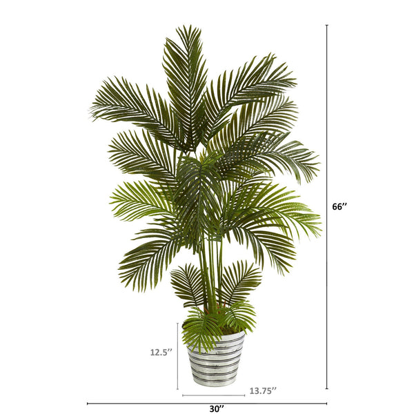5.5' Areca Palm Artificial Tree in Decorative Tin Bucket