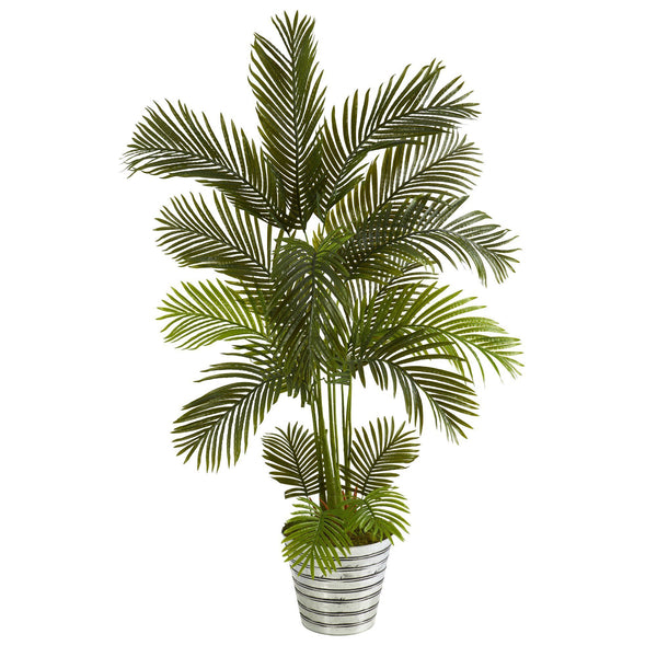 5.5' Areca Palm Artificial Tree in Decorative Tin Bucket