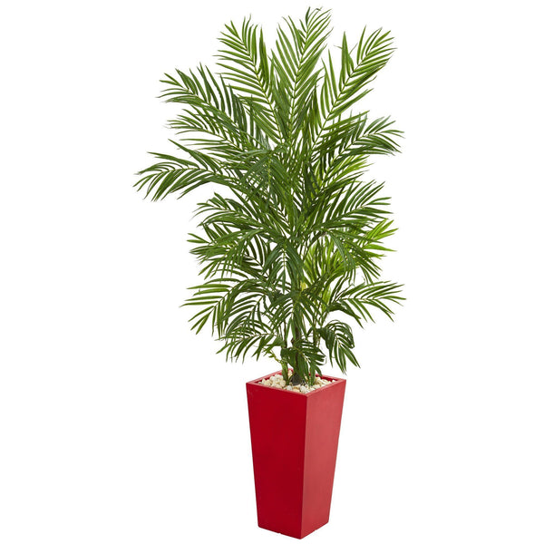5.5’ Areca Palm Artificial Tree in Red Planter