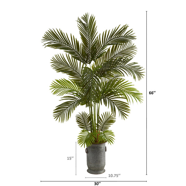5.5' Areca Palm Artificial Tree in Vintage Metal Planter