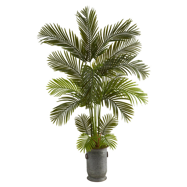 5.5' Areca Palm Artificial Tree in Vintage Metal Planter