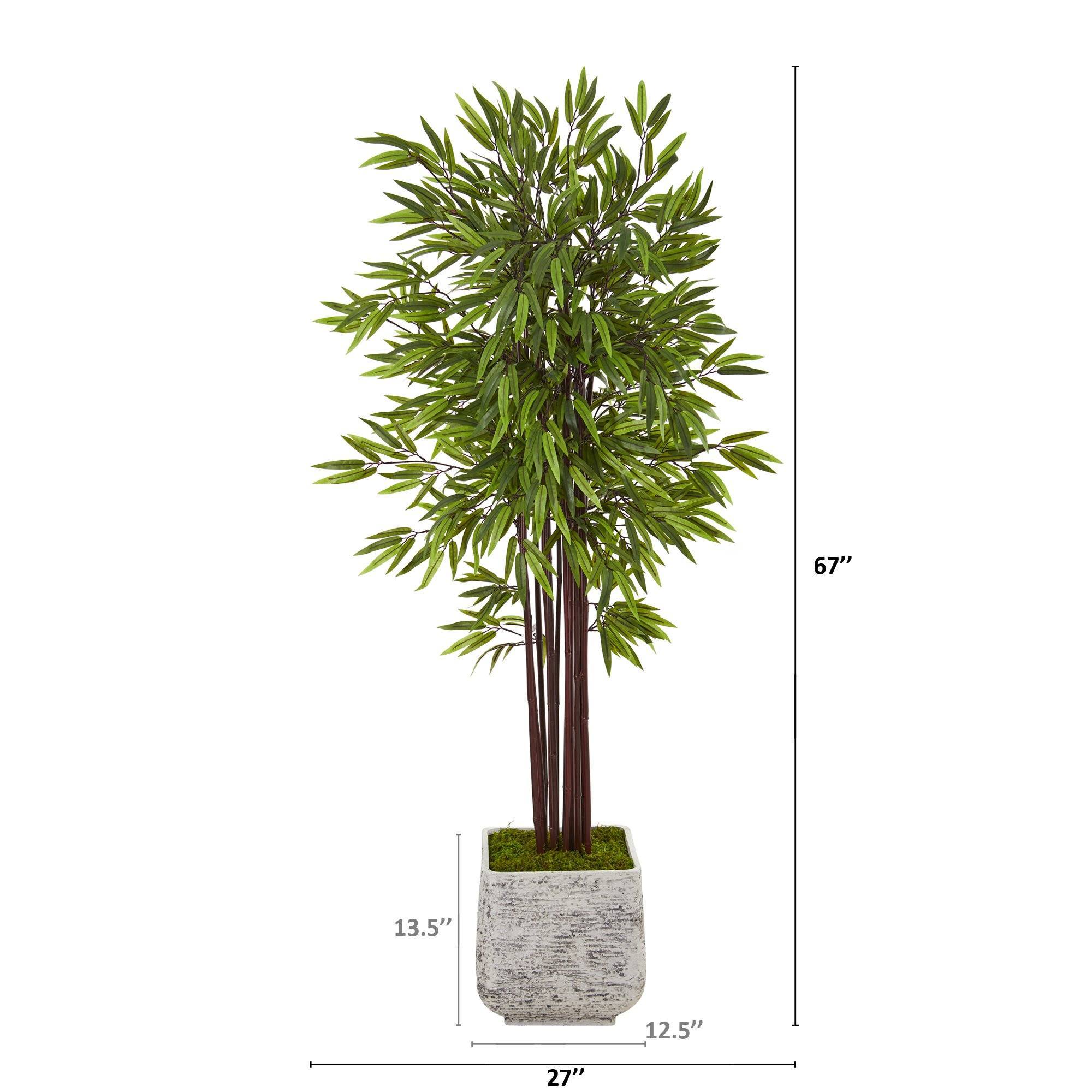 5.5’ Bamboo Artificial Tree in White Planter | Nearly Natural