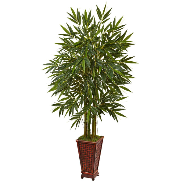 5.5’ Bamboo Tree in Decorative Wood Planter