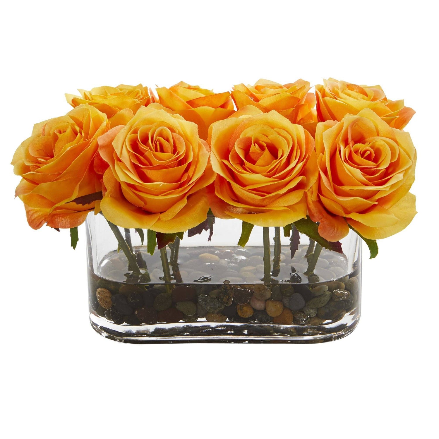 5.5” Blooming Roses in Glass Vase Artificial Arrangement