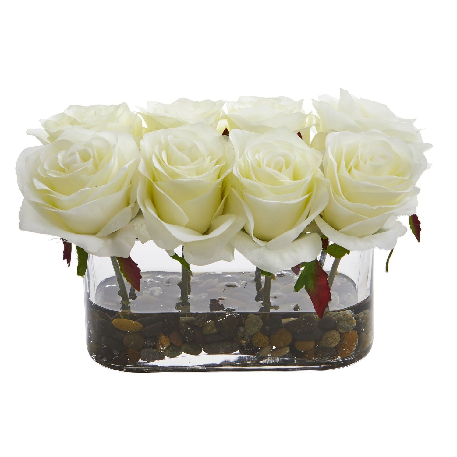 5.5” Blooming Roses in Glass Vase Artificial Arrangement