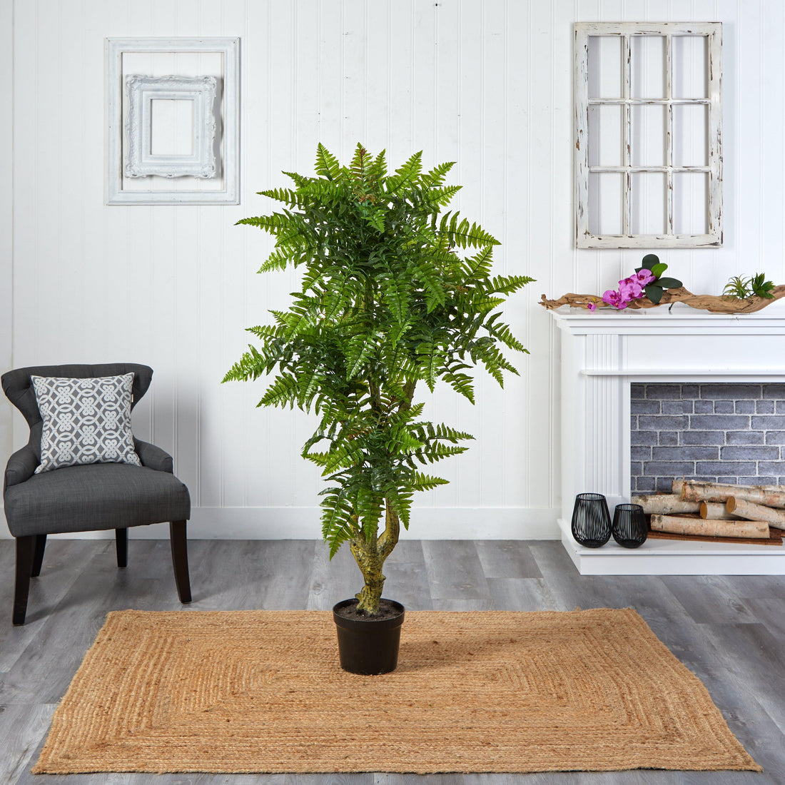 tree fern indoor plant 5.5' Boston Fern Artificial Tree UV Resistant (Indoor/Outdoor)