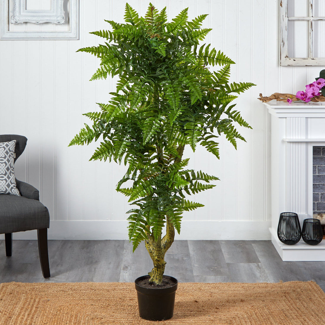 fern tree house plant 5.5' Boston Fern Artificial Tree UV Resistant (Indoor/Outdoor)