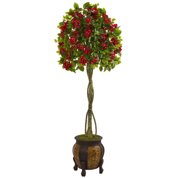 5.5’ Bougainvillea Topiary Artificial Tree in Decorative Planter