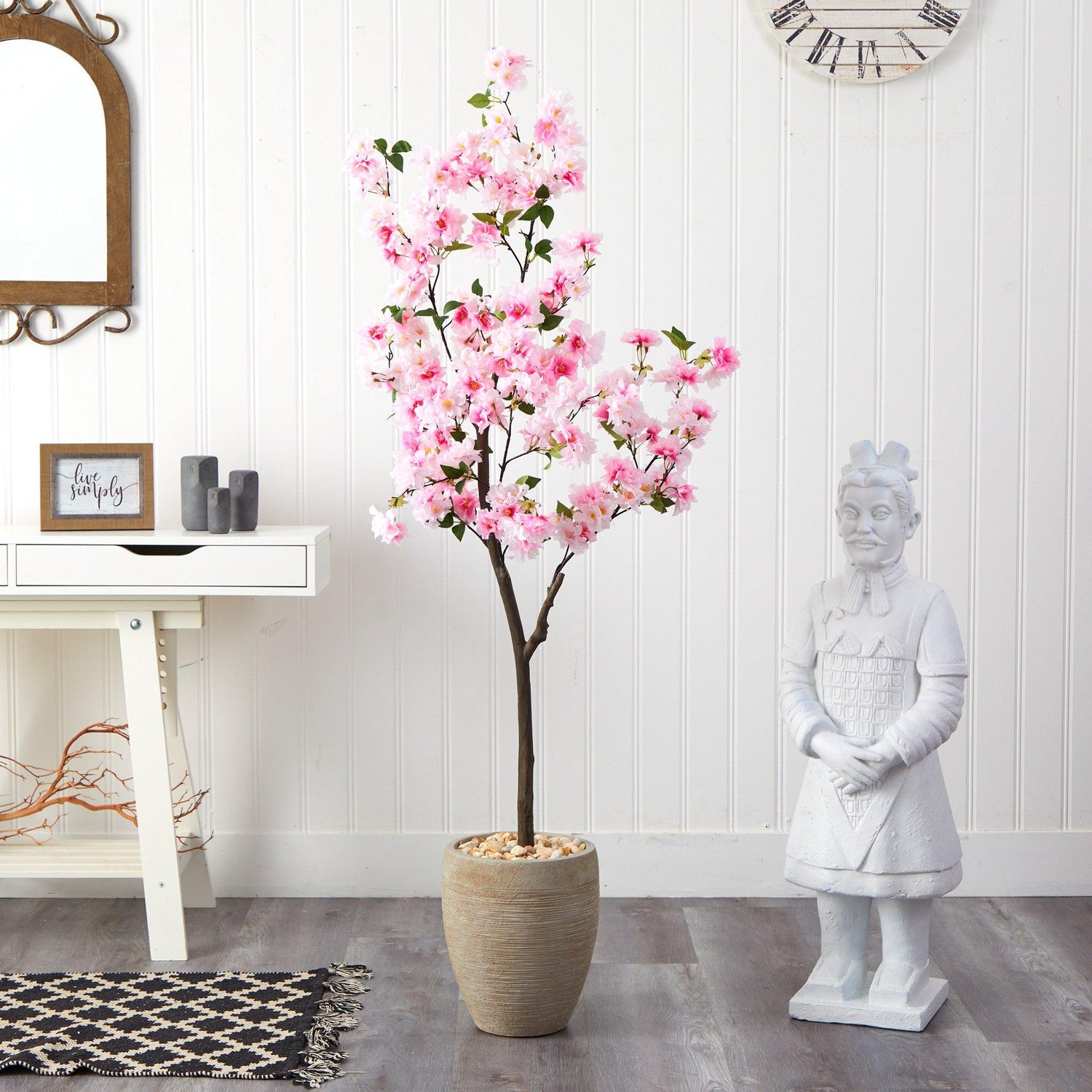 5.5’ Cherry Blossom Artificial Tree in Sand Colored Planter