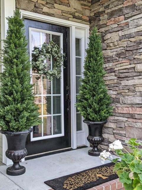 cypress bonsai artificial tree 5.5' Cypress Cone Topiary Artificial Tree UV Resistant (Indoor/Outdoor)