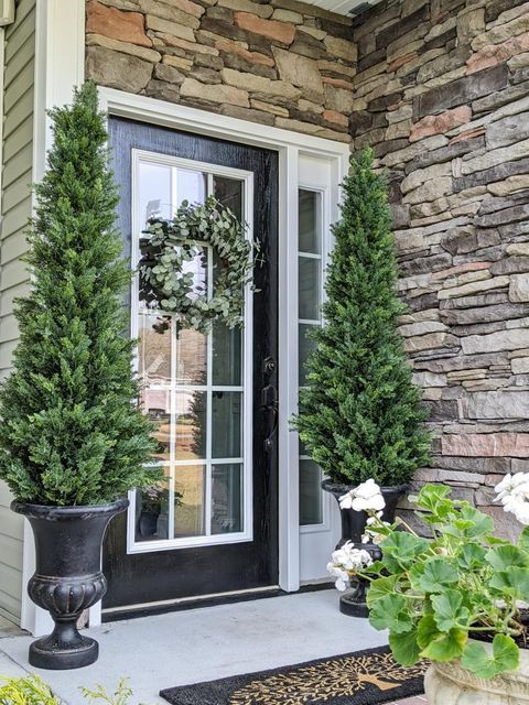 indoor cypress plant 5.5' Cypress Cone Topiary Artificial Tree UV Resistant (Indoor/Outdoor)