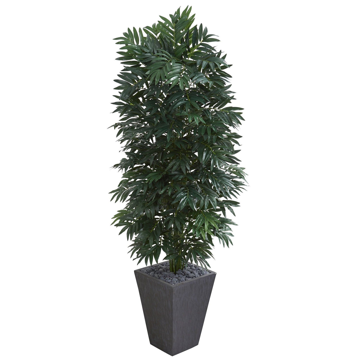 5.5’ Double Bamboo Palm Artificial Plant in Slate Finished Planter