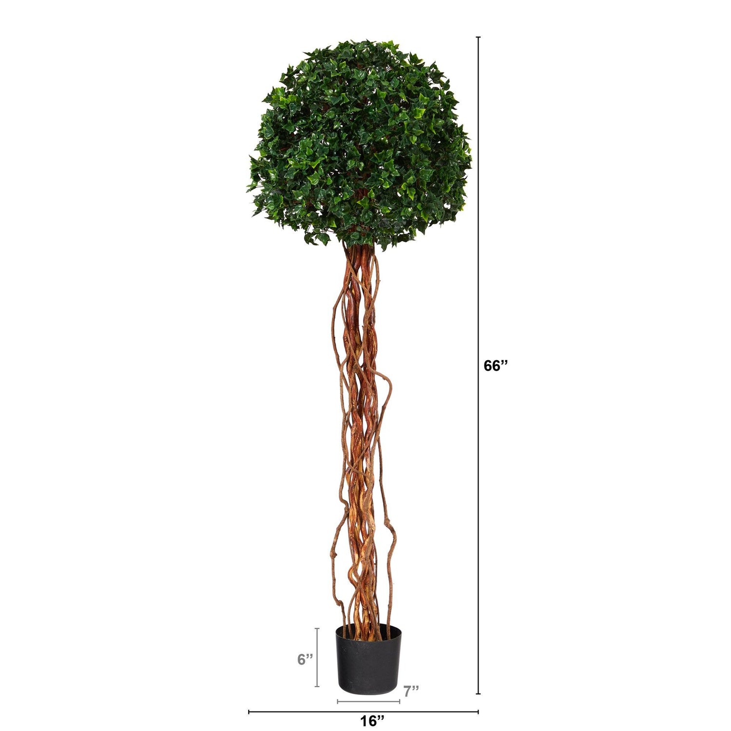 5.5’ English Ivy Single Ball Artificial Topiary Tree with Natural Trunk UV Resistant (Indoor/Outdoor)