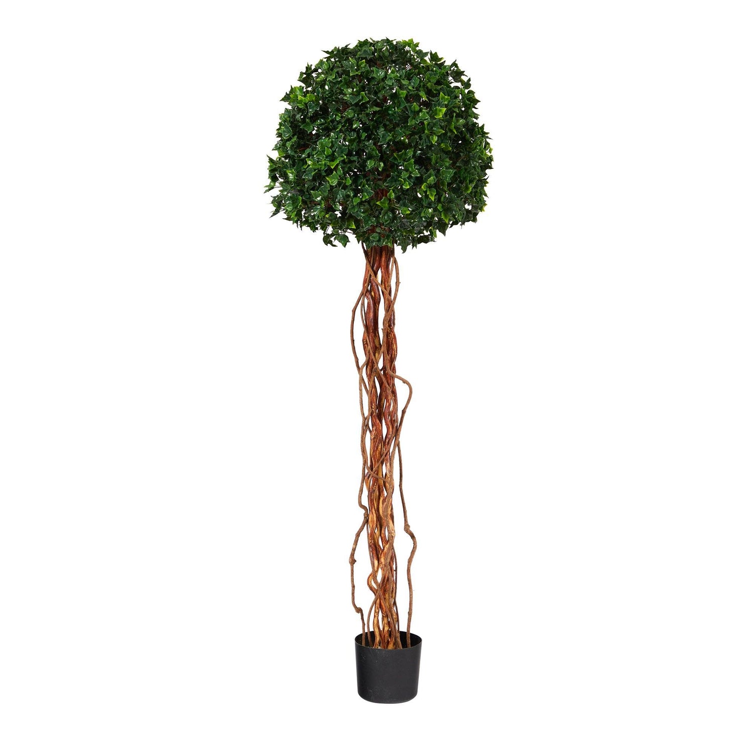 5.5’ English Ivy Single Ball Artificial Topiary Tree with Natural Trunk UV Resistant (Indoor/Outdoor)