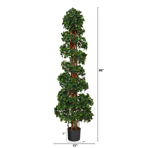 5.5’ English Ivy Topiary Spiral Artificial Tree UV Resistant (Indoor/Outdoor)