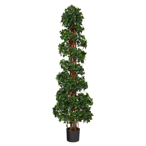 5.5’ English Ivy Topiary Spiral Artificial Tree UV Resistant (Indoor/Outdoor)