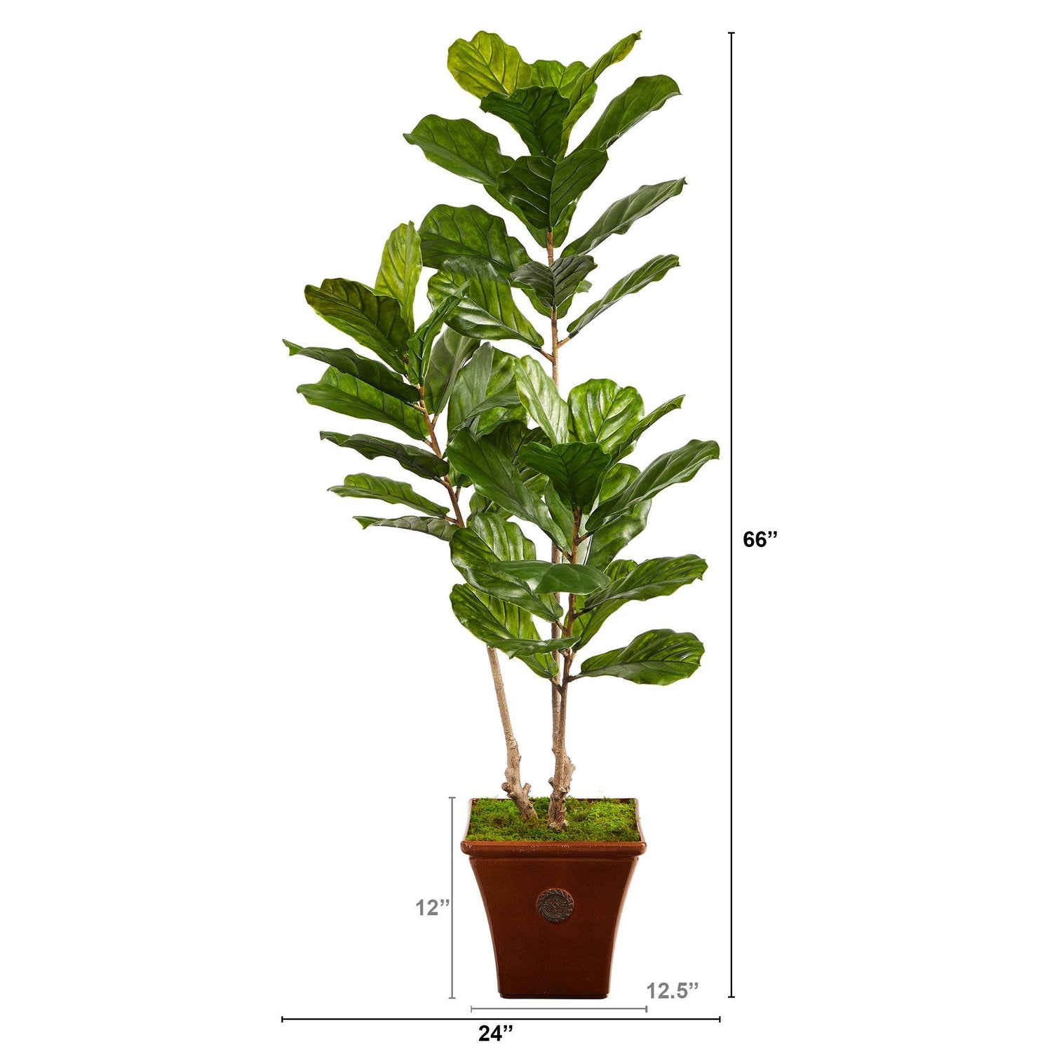5.5’ Fiddle Leaf Artificial Tree in Brown Planter (Indoor/Outdoor)