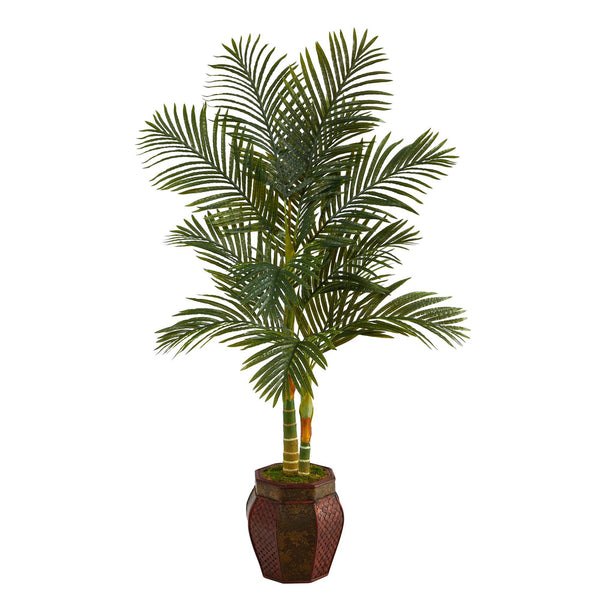 5.5’ Golden Cane Artificial Palm Tree in Decorative Planter