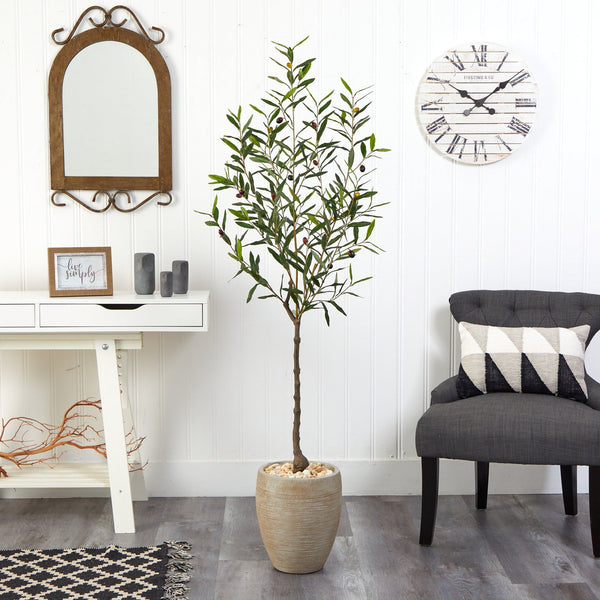 5.5’ Olive Artificial Tree in Sand Colored Planter