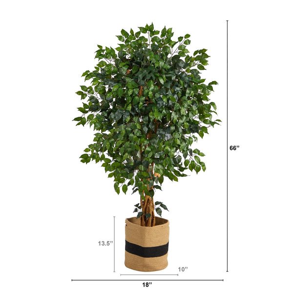 5.5’ Palace Ficus Artificial Tree in Handmade Natural Cotton Planter