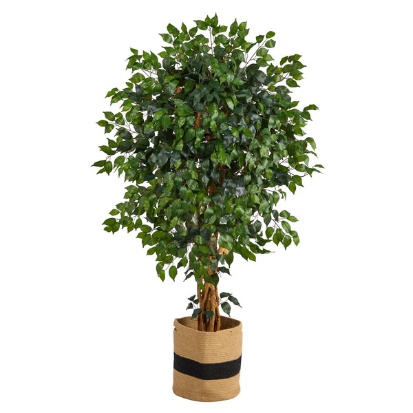 5.5’ Palace Ficus Artificial Tree in Handmade Natural Cotton Planter