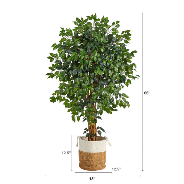 5.5’ Palace Ficus Artificial Tree with in Handmade Natural Jute and Cotton Planter