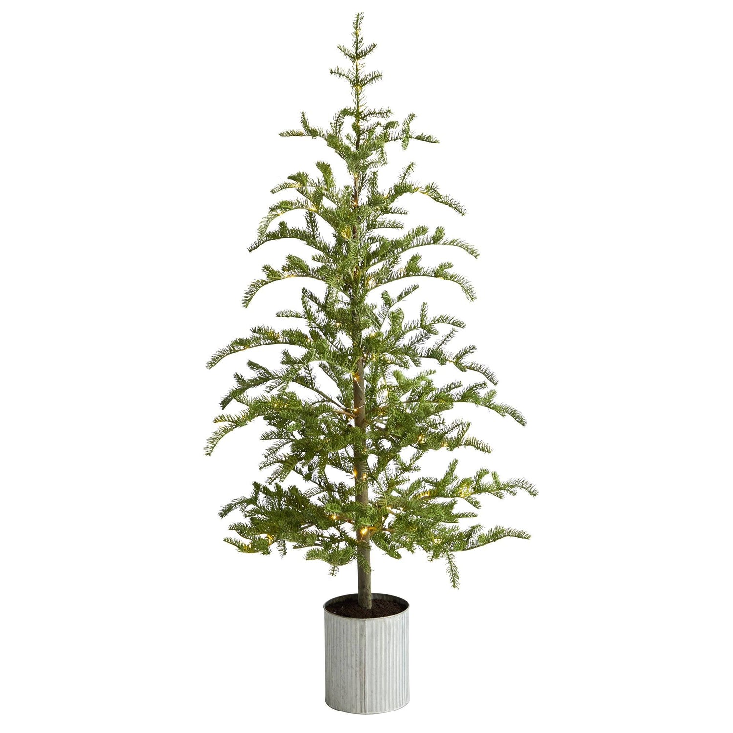 5.5’ Pre-Lit Pine Artificial Christmas Tree in Decorative Planter with 150 Lights