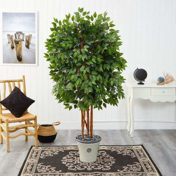 5.5’ Artificial Super Deluxe Ficus Tree in Decorative Planter