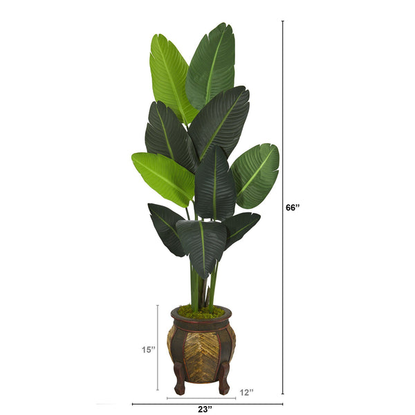 5.5’ Traveler's Palm Artificial Tree in Decorative Planter