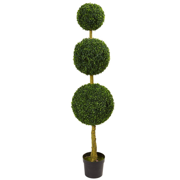 5.5’ Triple Ball Boxwood Artificial Topiary Tree UV Resistant (Indoor/Outdoor)