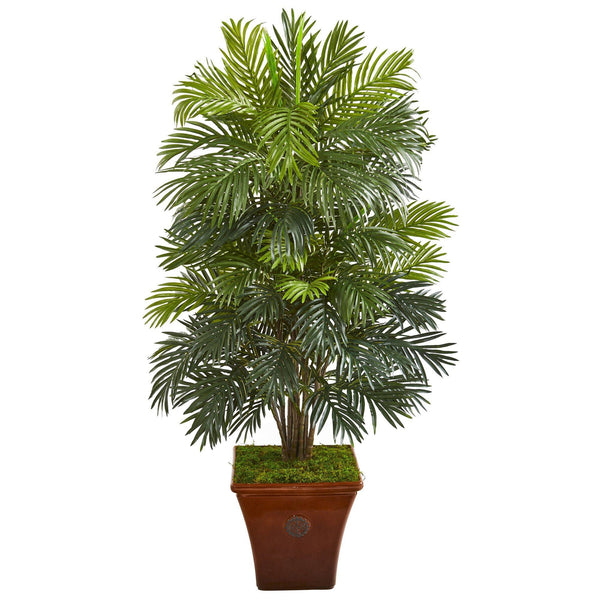 56” Areca Palm Artificial Plant in Brown Planter