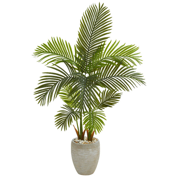 56” Areca Palm Artificial Tree in Sand Colored Planter